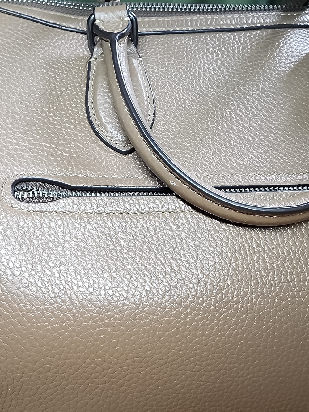 COACH Pebbled Leather Satchel Handbag in Taupe - Picture 9 of 9